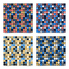 Fototapete - Abstract background seamless vector pattern made with circular geometric shapes or dots with line. Colorful, playful, trendy and modern vector art
