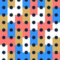 Fototapete - Vector Seamless pattern background, design, modern rectangle with dot or circle inside. Pixel seamless pattern with colorful elements.