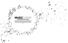 Vector Template Banner And Poster Music Melody Note Dancing Flow . Concept Background For Song And Concert Theme.