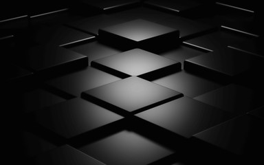 Poster - black cube abstract texture background3d illustration render
