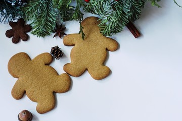 Sticker - Naked Gingerbread cookies on white background with copy space