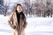 © siraphol - Portrait Young Beautiful asian woman smile happy travel and enjoy with snow winter season