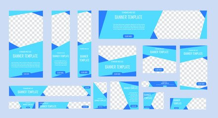 Poster - set of modern web banners of standard size with a place for photos. Business ad banner. Vertical, horizontal and square template. vector illustration EPS 10