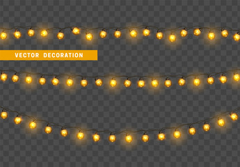 Wall Mural - christmas lights. design element, decorations new year glowing light. decorative xmas realistic obje