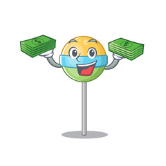 Wall Mural - holding money mascot round lollipop with character