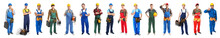 Different Male Electricians On White Background