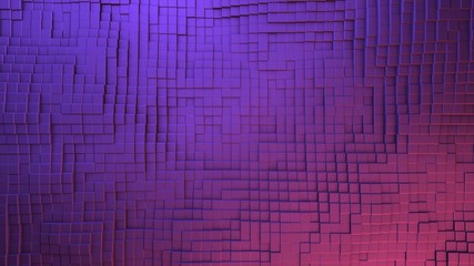 Poster - Multicolored abstract animation of colorful cubes moving smoothly in space and forming the waves. Animation. 4K creating abstract graphic background texture.