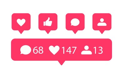 Poster - Vector social media icons. Like, comment and subscribers icon for web and ui design.
