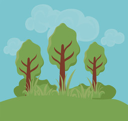 Sticker - tree plants with background landscape