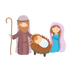 Canvas Print - mary joseph and baby manger nativity, merry christmas