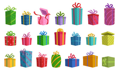 gift box vector cartoon set icon. illustration of isolated cartoon icon gift box with ribbon. vector