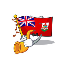 Sticker - flag bermuda with trumpet isolated cartoon the mascot