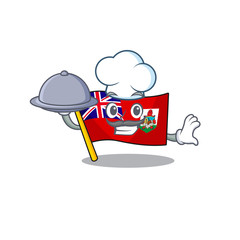 Sticker - flag bermuda isolated cartoon chef holding food the mascot