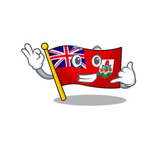 Sticker - vector flag bermuda cartoon on pole call me