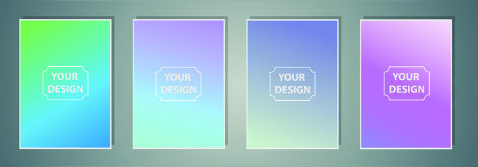 Fototapete - Abstract colorful vector blurred gradient backgrounds. Holographic template for your cover and design