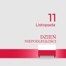 Banner November 11, Poland Independence Day, Vector Template Of The Polish Flag. National Holiday. Flat Flag On Light Background. Translation: November 11, Independence Day Of Poland
