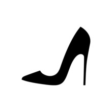 High Heel Shoe Graphic Icon. Stiletto Heels Black Sign Isolated On White Background. Female Shoes Symbol. Vector Illustration