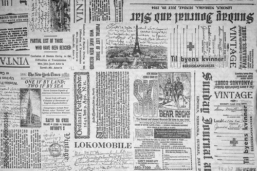 Cuadros en Lienzo KHARKIV, UKRAINE - September 21st, 2019: Monochrome background, old newspaper st
