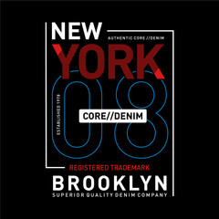 New York, Brooklyn core denim typography for t-shirt print. Vintage badge for t shirt print