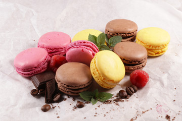 Canvas Print - assorted colorful macaroon, traditional french confectionery