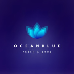 Wall Mural - Deep blue sea and ocean aqua logo. Branding template for swimming pool, water delivery, spa saloon or beauty shop. Can be used for corporate style or identity.