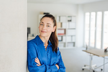 Attentive friendly young businesswoman