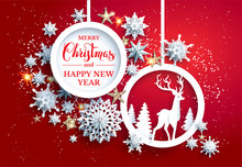 Bright Christmas Frame With Deer