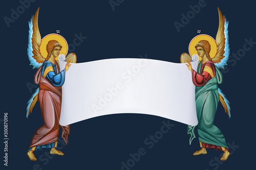 Fotografía Two archangels with roll of parchment