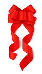 Wall Mural - red fancy bow isolated on white. new year decoration. vector illustration