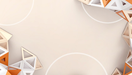 Aufkleber - Abstract low-poly Triangular  Geometric Technology background structure concept on  yellow pastel background - 3d rendering - Minimal Architecture Style Dynamic