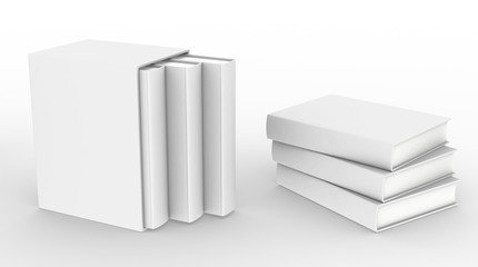 Poster - template empty book mockup set white background , 3d rendering	