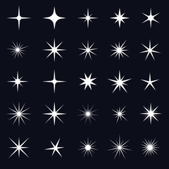Wall Mural - star icons. twinkling stars. sparkles, shining burst. christmas vector symbols isolated