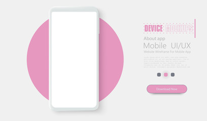 Fototapete - Smartphone frame less blank screen. Mockup generic device. Vector realistic white smartphone template. Telephone frame with blank display isolated