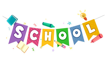 Wall Mural - School Lettering Bunting Elements Illustration