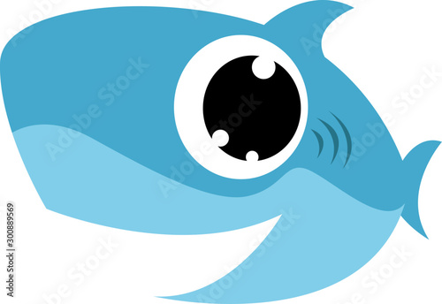 Baby shark, illustration, vector on white background. Poster Mural XXL