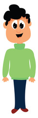 Sticker - Boy in jeans, illustration, vector on white background.