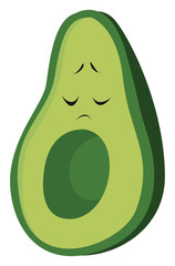 Canvas Print - Sad avocado, illustration, vector on white background.