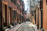 Fototapeta Uliczki - Historic Acorn Street of Beacon Hill - Boston, Massachusetts, USA 