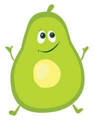 Wall Mural - Avocado happy, illustration, vector on white background.