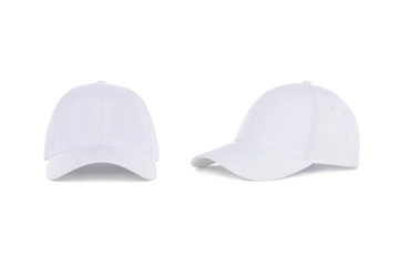 Wall Mural - White baseball cap, front and side view