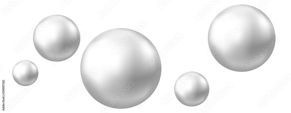 Realistic natural pearl isolated on white background. - obrazy, fototapety, plakaty 