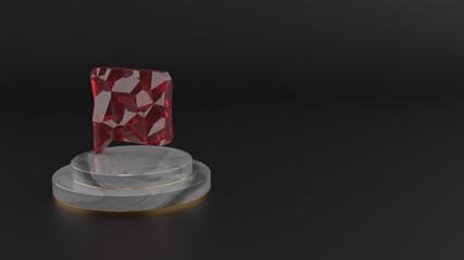 3D rendering of red gemstone symbol of black bubble speech icon