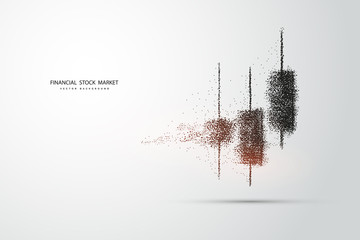 Poster - Points are connected and create a sign stock market candles.Forex trading chart for business and financial concepts, reports and investment on grey background . Vector illustration