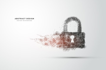 Poster - Points are connected and create a sign of the Cyber security concept lock. Technology and network concept. digital internet. Abstract background technology.Vector illustration