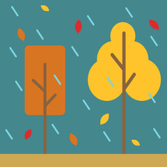 Sticker - Yellow trees, illustration, vector on white background.