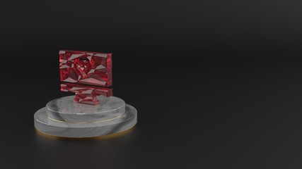 Wall Mural - 3D rendering of red gemstone symbol of monitor  icon