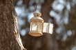 Decorative candlestick hanging on a tree in a public park in the archaeological site Tel Shilo in Samaria region in Benjamin district, Israel