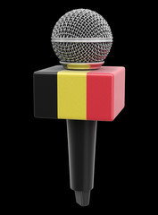 Wall Mural - Microphone with Belgian flag. Image with clipping path