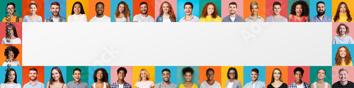 Fotografía Collage of happy and smiling people around copy space
