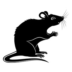 Canvas Print - Black rat sign on a white background.